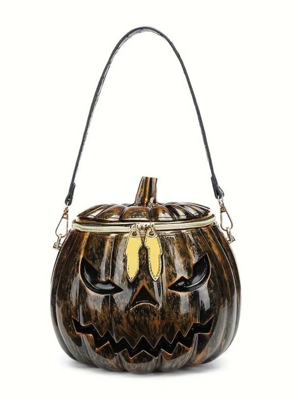 Halloween Pumpkin Jack O Lantern Purse with Adjustable Strap PVC Party Bag - Picture 4 of 7